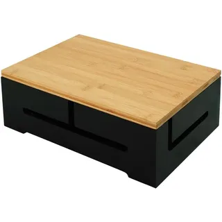 Relaxdays Bambus Kabelbox mit Magnetdeckel Hellbraun,Schwarz