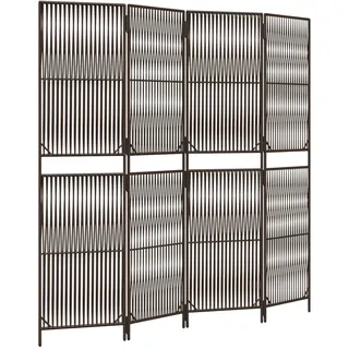 vidaXL Paravent 4-tlg. Braun Poly Rattan