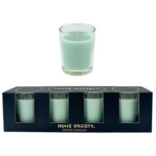 Home Society B.V. Teelicht Votivkerzen im Glas 4er Set – 10 Std. Brenndauer – geruchlos grün