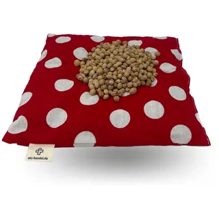ATC Handels GmbH Kirschkernkissen 24x25cm rot mit weißen Punkten - Körnerkissen, Entspannungskissen, Wärmekissen, NATUR Kissen XXL natürliche Kirschkerne, Made in EU