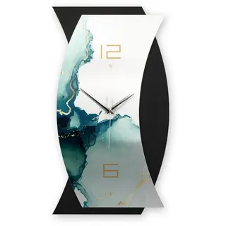 Kreative Feder Wanduhr 3D Designer-WANDUHR Turquoise (ohne Ticken; Funk- oder Quarzuhrwerk; elegant, außergewöhnlich, modern) grün