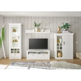 Home affaire Wohnwand RAVENNA, (4-St), im romantischen Landhausstil, Griffe aus Metall, Softclose-Funktion weiß