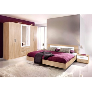 Schlafzimmer-Set RAUCH "Burano" Schlafzimmermöbel-Sets Gr. mit 6-trg. Schrank, braun (struktureichefarben hell, weiß) Komplett Schlafzimmer