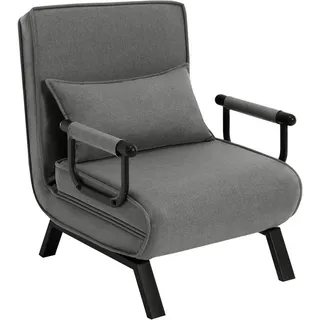 Woltu Schlafsessel 3 in 1 Leinen 60 x 78 x 75 cm Grau mit Kissen