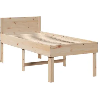 vidaXL Massivholzbett, Holzbett ohne Matratze mit Stauraum, Bettgestell mit Kopfteil Lattenrost, Bett Einzelbett für Schlafzimmer, 80x200cm Kiefernholz