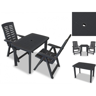 vidaXL Garten-Essgruppe »3-tlg Bistro-Set Kunststoff Anthrazit Sitzgruppe Set« schwarz