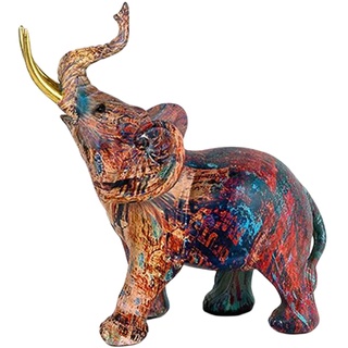 RMENGZHOUXI Kunstharz-Doodle-Elefant-Skulptur, Desktop-Ornamente, Graffiti-Elefant-Tierskulpturen, TV, Weinschrank