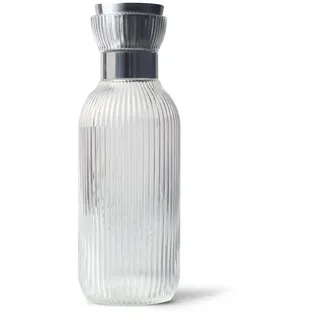 MAMEIDO Wasserkaraffe 1,5 l, Glaskaraffe mit Ausgießer & Sieb, mundgeblasene Karaffe Glas, Wasserkrug mit edler Optik für besondere Anlässe, Karaffen zum Verschenken (Crystal Silver)