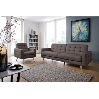 exxpo - sofa fashion 3-Sitzer EXXPO - SOFA FASHION "Nappa, Schlafsofa, bequem, zeitloses Design, L-Form", braun (coffee), B:222cm H:87cm T:78cm, Struktur ( 100% Polyester), Sofas, tolle Detailverarbeitung, mit Bettfunktion und Bettkasten