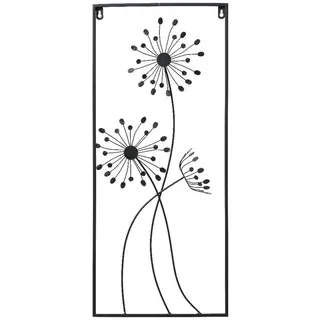 Kaemingk Wandobjekt H 70 cm ELLA, 30 x 70 cm - Schwarz - Eisen - Pusteblumen
