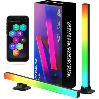 LED Lightbar RGB [2 Stück], Gaming Lampe TV Hintergrundbeleuchtung, USB Betrieben Ambient Lightbars 42cm Sync mit Musik APP Steuerung, Ambient Lampe mit Fernsteuerung für Gaming, PC, TV, Zimmer Deko