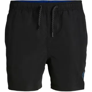 JACK & JONES Herren Badeshorts Badehose Swimwear Jpstfiji Jjswim Solid Sn Ly 12225961,Black/Detail:solid,L