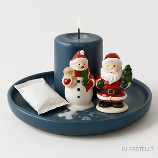 Kerzenteller Keramik 16cm Ø Kerzenhalter Teller mit Kerze Weihnachtsgeschenk