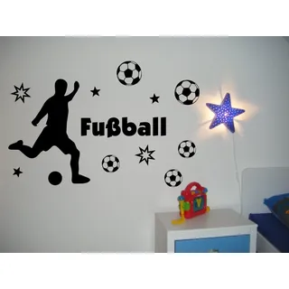XXL Wandtattoo 68169-120x80 cm, ~ Fußballspieler Text Fußball, Fußbälle und Sterne, Toor ~ fürs Kinderzimmer, Jungen Wandaufkleber Wandtatoos Sticker Aufkleber für die Wand, Fensterbild, Tapetensticker, Türaufkleber, Tattoo aus Markenfolie - aus 32 Farben wählen