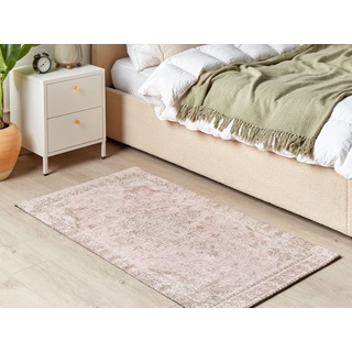 Teppich Baumwolle rosa 80 x 150 cm orientalisches Muster Kurzflor MATARIM