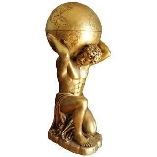 Atlas Mini Bar Globus auf dem Rücken Herkules Skulptur Griechische Figuren Gold