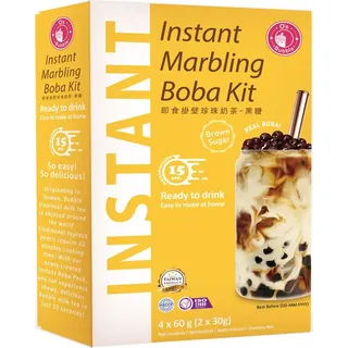 O's Bubble Instant Marbling Boba Tee Kit mit braunem Zucker (4x 60g) | Bubble Tee | Mit Tapiokaperlen und Strohhalm