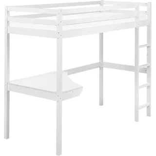 Beliani Hochbett Loury 90 x 200 cm Kiefer weiß