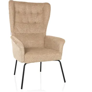 hjh living Ohrensessel HAVENIO Bouclé 73,5 x 88 x 73 cm Beige mit höhenverstellbar