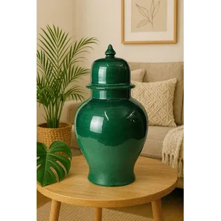 Signature Home Collection Dekovase (1 Stück, 1 St., 1 Keramikvase mit Deckel), Handgefertigte Keramik aus Italien grün Ø 25 cm x 25 cm x 43 cm x 25 cm