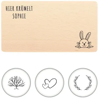 HOFMEISTER® Frühstücksbrett Holz mit Gravur – personalisiert mit Name und Motiv, Buche, 22 x 12 cm, Handarbeit (1 Stück)