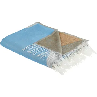 Beliani Kuscheldecke 130 x 170 cm Blau/Braun/Beige