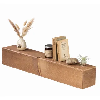 levandeo Wandregal Holz Massiv 60x10cm Eiche Farbig Wandboard Vintage Rustikal Design Natur Regal