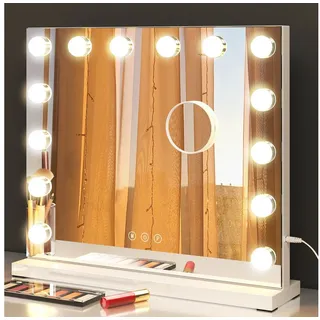 Dripex Schminkspiegel Hollywood Schminkspiegel mit 15/14 LED, für Make-up, 3 Farblichter