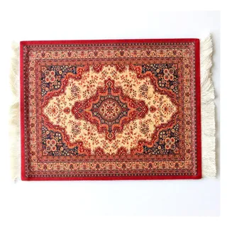 Mini Teppich Mauspad mit Quaste Oriental Persian Mouse Pad 28x18 cm | Kreative Orientteppich Muster, Perserteppich, Rutschfeste Gummibasis, Kleiner Teppich Tisch Mousepad, Matte