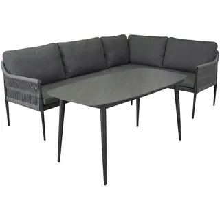 LC Garden »Bari« Dining Lounge Set mit 160cm Gartentisch Anthrazit Rope Aluminium Loungeset inkl. Kissen