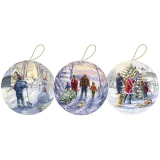 3er Set Weihnachtskugeln zum Befüllen Ø 8 cm Familienzeit