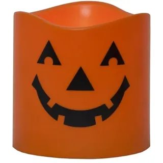 STAR Trading LED Kerze Halloween gelbe LED D: 15cm H: 15cm Batteriebetrieb in orange | Gr.: onesize