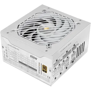 Mars Gaming MPB850PSI, Vollmodulares ATX-Netzteil 850W, 10 Jahre Garantie, 80Plus Gold 90%, SI-Lüfter 14cm, AI2-RPM-Technologie, DC-DC und SMD, ATX 3.1 und PCIe 5.1, 12V 2x6 Anschluss, Weiß