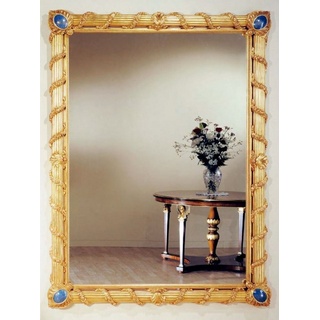 Casa Padrino Barockspiegel Luxus Barock Spiegel Gold / Blau - Prunkvoller Massivholz Wandspiegel im Barockstil - Barock Möbel - Luxus Qualität - Made in Italy