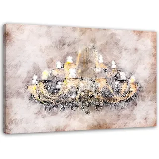 Feeby Bilder Lampe Kronleuchter XXL 120x80 cm Leinwand Bild 1 Teilig Wohnzimmer Schlafzimmer Büro Flur Küche Wandbilder Leinwandbilder Modern Bild auf Leinwand Wanddekoration Design Vintage Braun