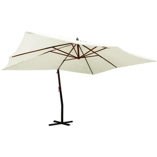 Deluke Ampelschirm, Weiß, Holz, 300x400 cm, Sonnen- & Sichtschutz, Sonnenschirme, Ampelschirme