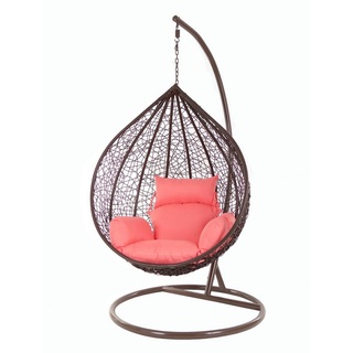 KIDEO Hängesessel »Hängesessel MANACOR darkbrown«, Swing Chair, braun, Schwebesessel, Hängesessel mit Gestell und Kissen rosa