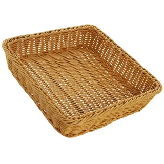 Dekoleidenschaft Regalkorb Auslagekorb aus Polyrattan, Schrankkorb, Aufbewahrungskorb, Brotkorb, Flechtkorb, Buffetkorb abwaschbar, Obstkorb, Servierkorb, Verkaufskorb beige