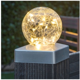 Spetebo LED Solar Zaunleuchte aus Crackle Glas