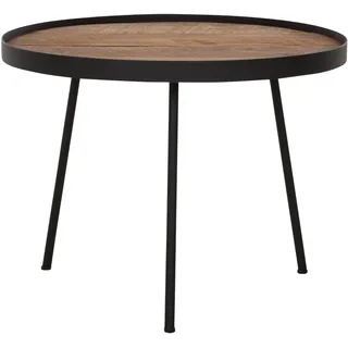 Couchtisch Saturnus aus Teakholz, rundes Design im modernen Industrial Stil, natur, Ø 50 cm