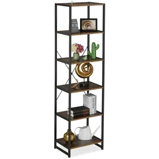 Relaxdays Standregal 180 x 50 x 35 cm Schwarz/Braun