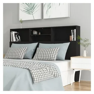 vidaXL Kopfteil mit Ablagen 160 x 19 x 103,5 cm Schwarz