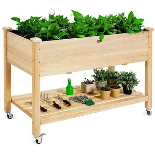 komfotteu Hochbeet Gartenbeet 120 x 59 x 84 cm Beige