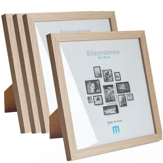 M MERCEO Bilderrahmen, 4er Set 20x20cm Bilderrahmen in natur (MDF, Acrylglas, aufstellbar) beige