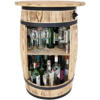 weeco Fassbar mit tischplatte Stehtisch und Flaschenständer - Tischbar - Weinschrank MiniBar mit Deckel - Barschrank - Retro deko Bar Regal - Fassmöbel - Holzfass Tabelle 80x50cm