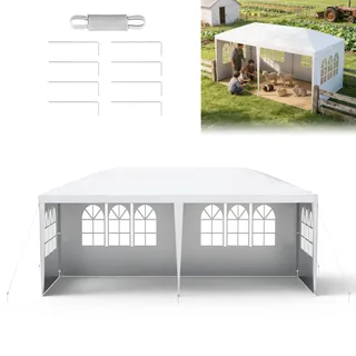 ACXIN Garten Pavillon 3x6 m mit 6 Seitenteilen, Wasserdichtes Partyzelt, Stabiler Stahlrahmen, Sonnenschutz & Wetterfest, Oxford-Gewebe, Gartenpavillon oder Grillpavillon fur Party und Camping, Weiß