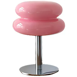 Norvéa Home LED Nachttischlampe dimmbare Tischlampe aus Glas, LED fest integriert, Farbwechsler, Kaltweiß, Neutralweiß, Warmweiß, dimmbar via integriertem Controller, LED-Technologie rosa