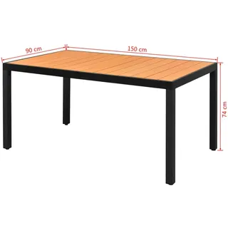 vidaXL Gartentisch Braun 150x90x74 cm Aluminium und WPC