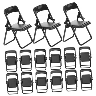CIMAXIC 12st Klappstuhl Mini-Stuhl-Modell Faltbares Desktop-Cradle-Dock Puppenmöbel Faltbarer Stuhl-telefonhalter Verstellbarer Tablet-ständer Mini-möbel Stühle Krapfen Miniatur Plastik