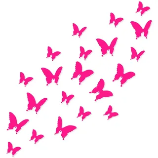 Wandkings Schmetterlinge im 3D-Style in NEON PINK, 12 Stück, Wanddekoration mit Klebepunkten zur Fixierung